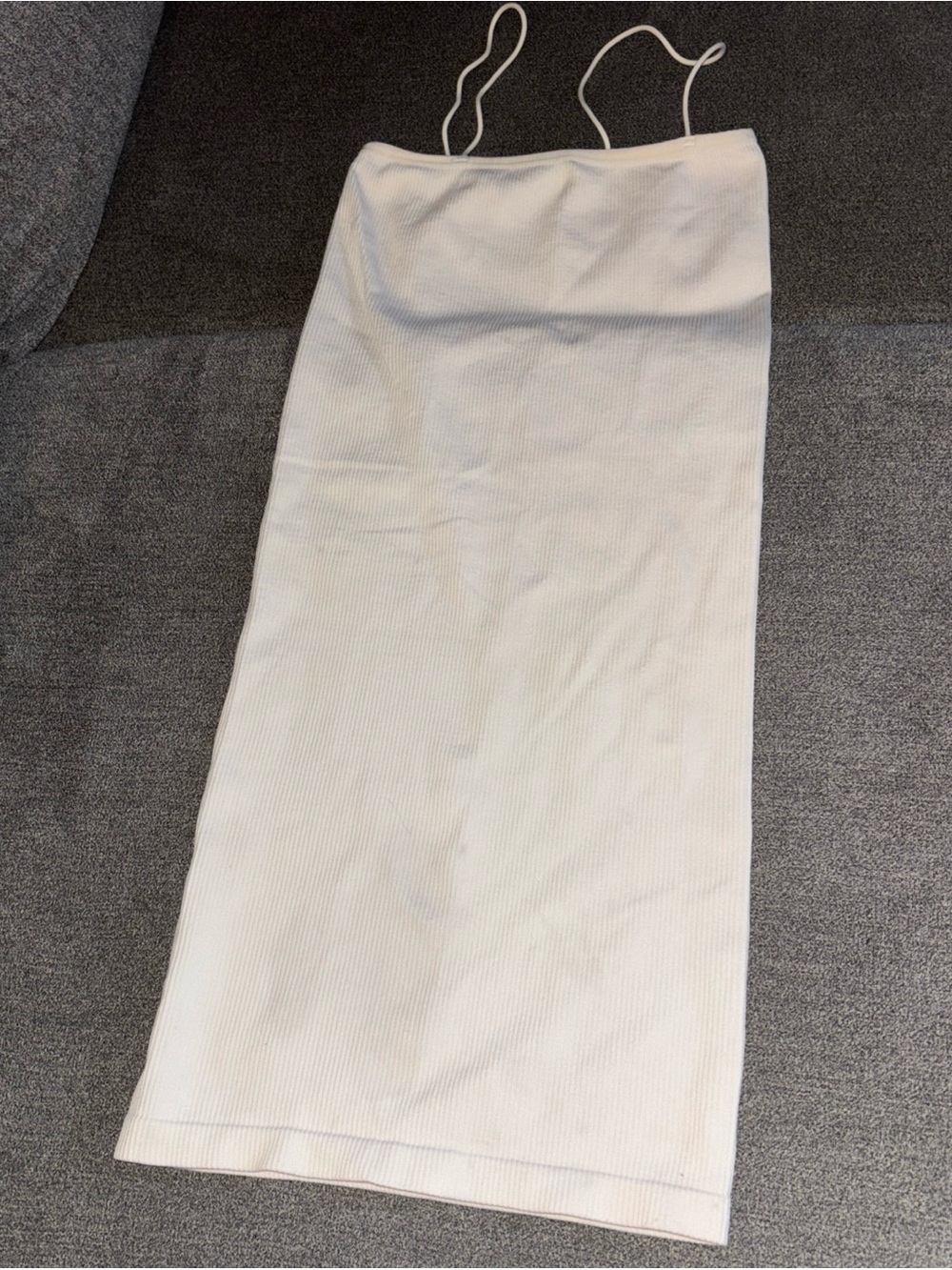 Wild Fable White Ribbed Spaghetti-Strap Midi Dress XXS